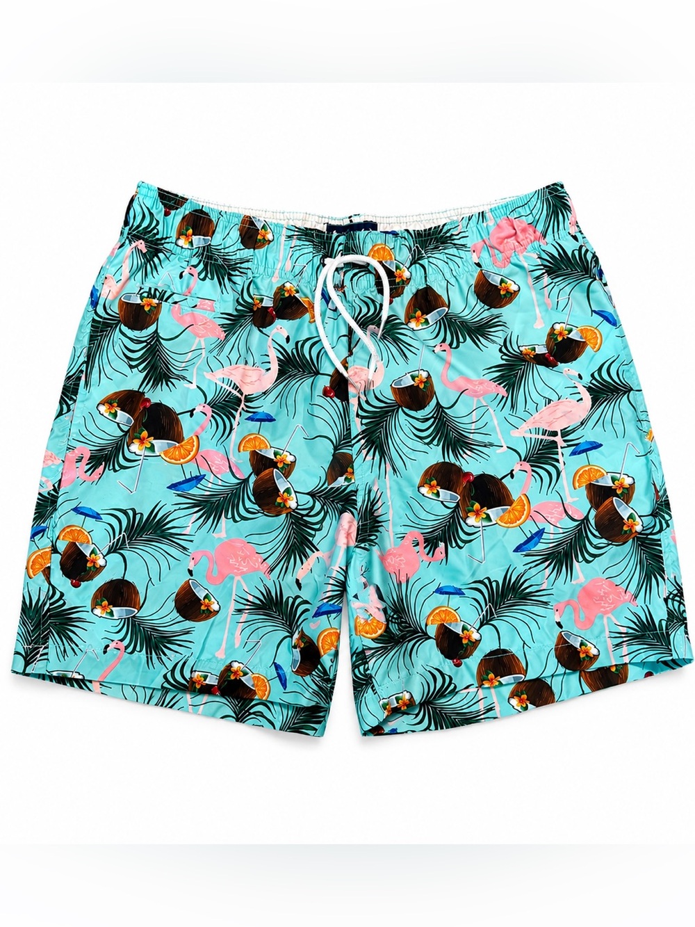 Charleston Threads Flamingo Coconut Swim Trunks Men’s Large